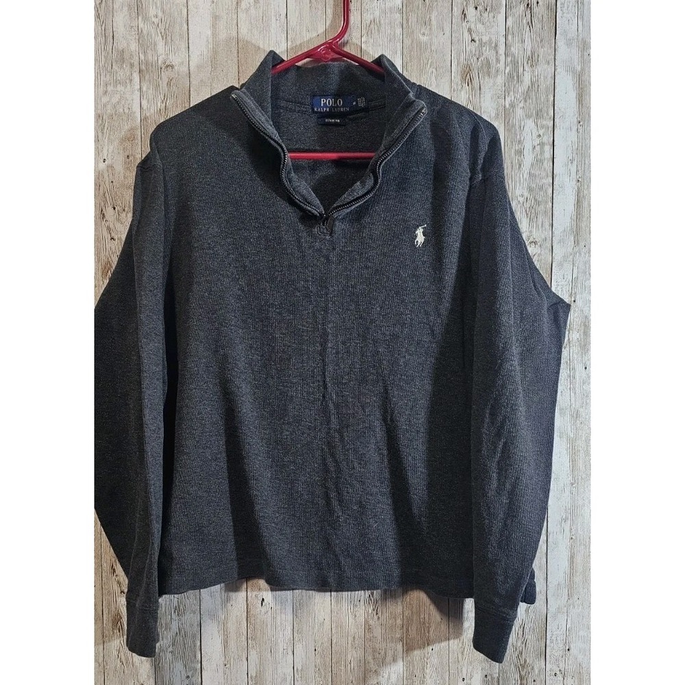 Polo Ralph Lauren Estate Rib Quarter Zip Pullover Sweater Mens Medium Charcoal